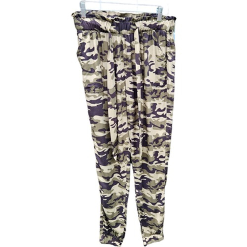 Harper Heritage Francesca's Paperbag Jogger Pants‎ Womens M Green NWT Camouflage